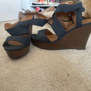 Women's Navy Wedge Sandals
